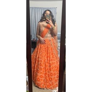 Stunning Orange Floral Lehenga
